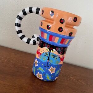 Giftcraft Cat's Meow Tea/Coffee Mug Travel Art Design Joyce Shelton Maximalist